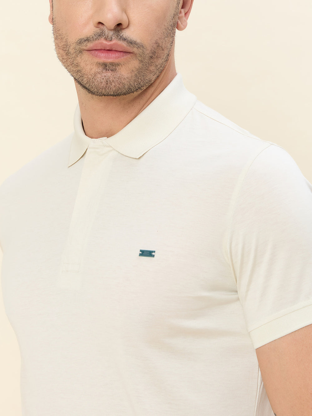 Super Durable Long Sheen Polo T-Shirt - BEIGE