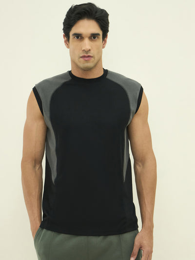 Cool Stretch Athleisure Skinny Fit Vest - Black