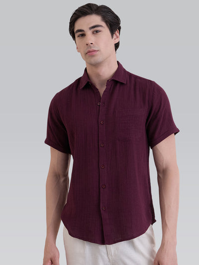 Aurora Versatile Double Cloth Regular Shirt - Maroon
