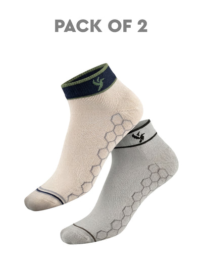 Prism Patterned Stretch Socks-Melange & Blue Band