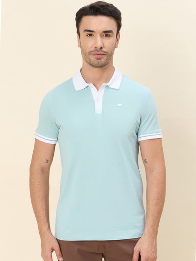 World's Finest Premium Cotton Polo Neck T-Shirt - Aqua Blue