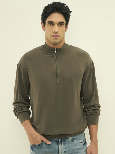 Aeroflex Stretch Relaxed-Fit Sweatshirt - Brown