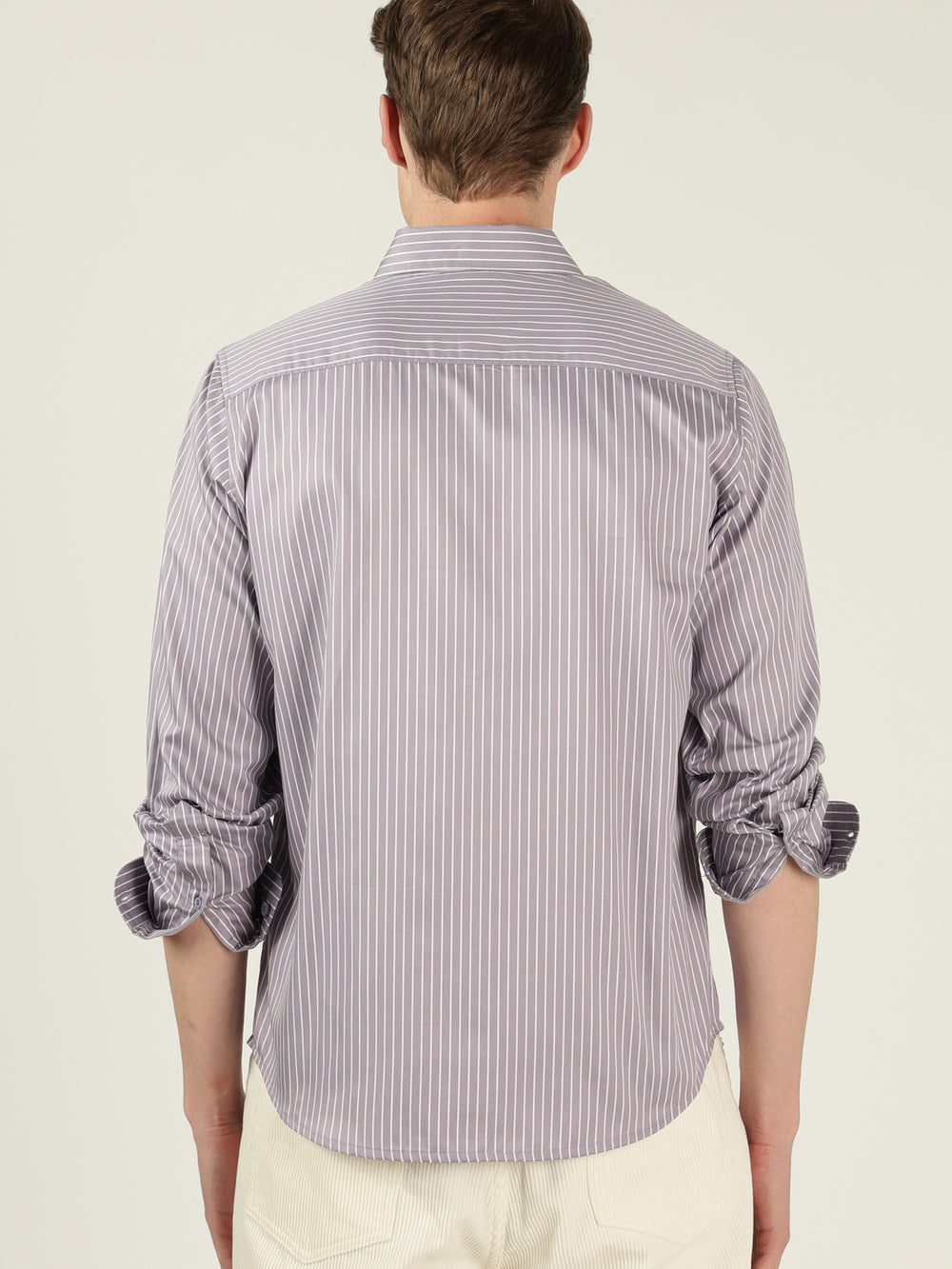 Cotton Tailored Fit Formal Shirt Backside - Purple Stripe