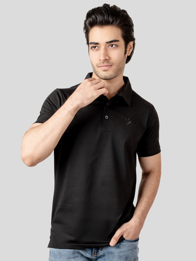 Soronoire Luxury Cotton Blend Polo - Black