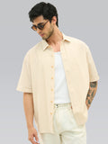 Nikkei Seersucker Cottonr Oversized Shirt - Yellow