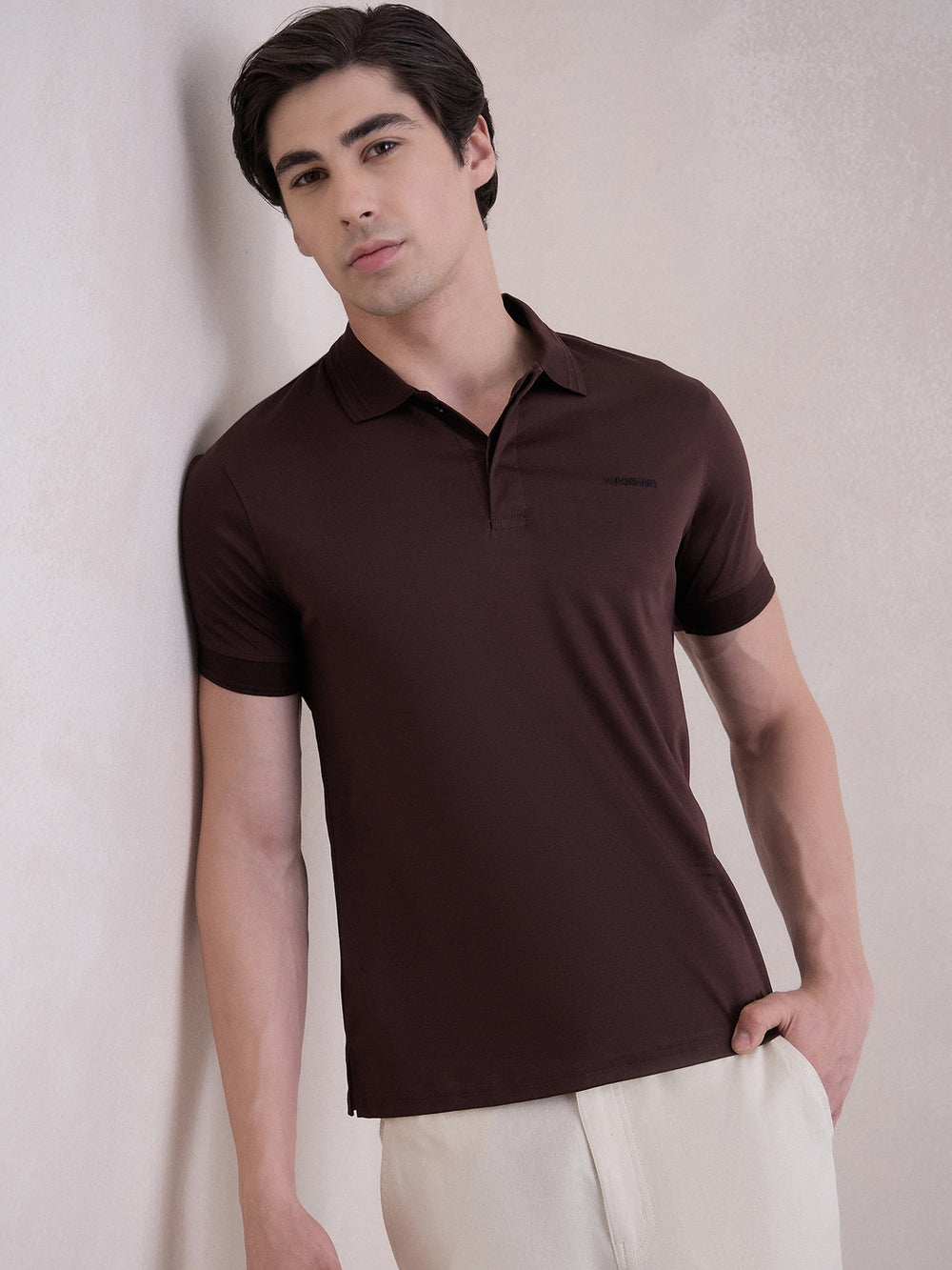 Polo T-Shirt - Dark Brown With White pant - Verosmart