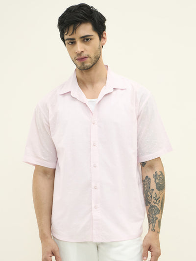 100% Cotton Oversized Casual Shirt - Pink