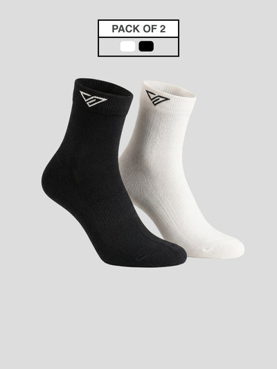 Vertex Cushion Fit Performance Socks - Black & Bright White