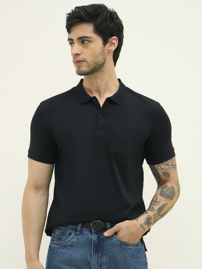 Ascot Outing Polo Dark Purple Regular-Fit Polo-T-Shirt - Black