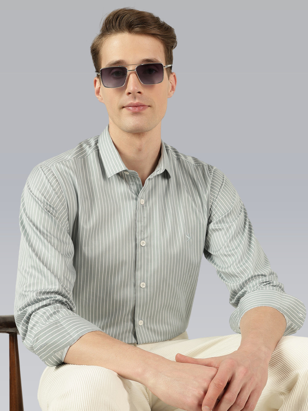 Light Green Cotton Tailored Fit Shirt