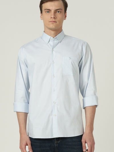 Ultrasoft Stretchable Regular-Fit Cotton Formal Shirt - Light Blue