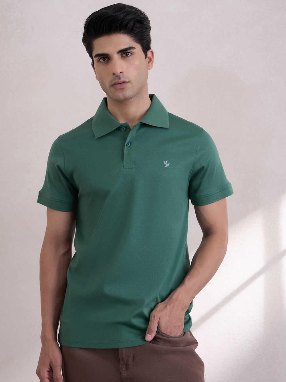 Super Durable Long Sheen Regular-Fit Polo T-Shirt - Green