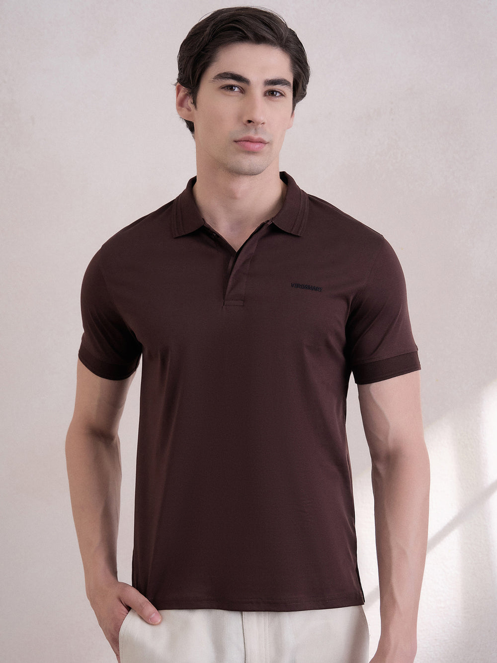 Cotton Regular-Fit Polo T-Shirt - Dark Brown