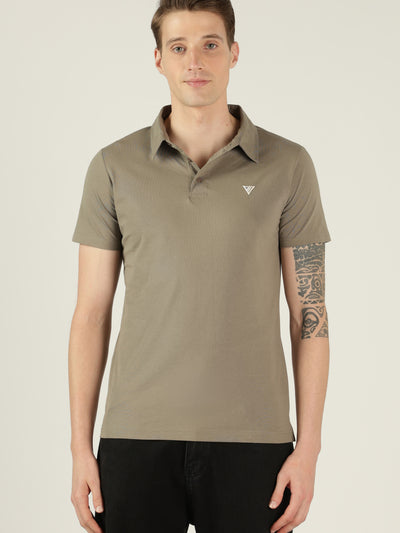 Luxury Comfort Cotton Blend Polo Neck T-Shirt - Olive