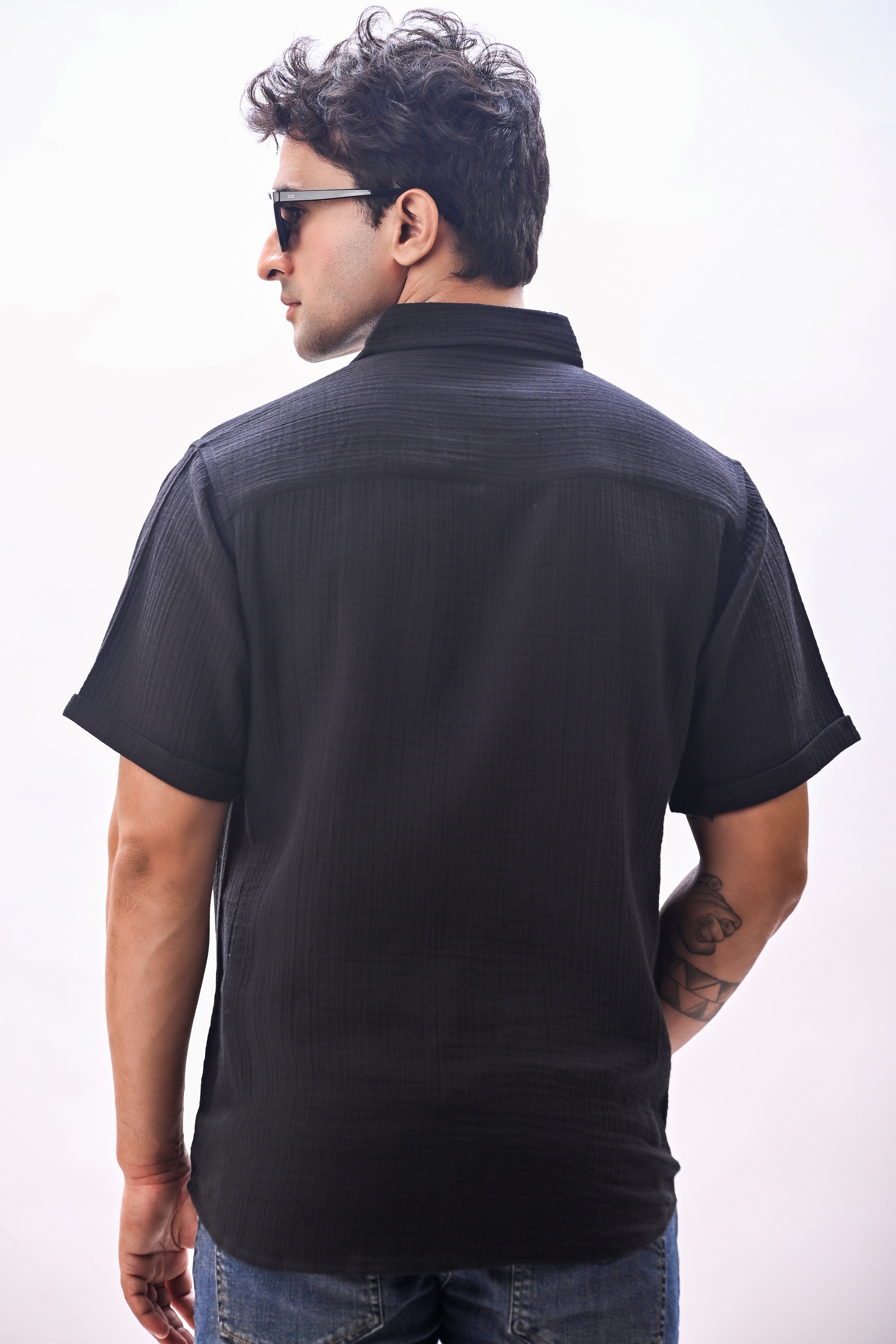 Aurora Versatile Double Cloth Shirt Black