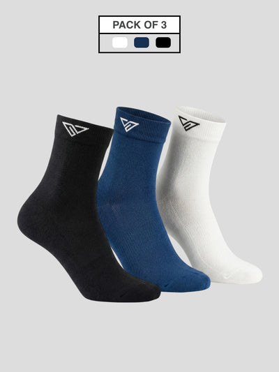 Vertex Cushion Fit Performance Socks - Black, Navy Blue & Bright White