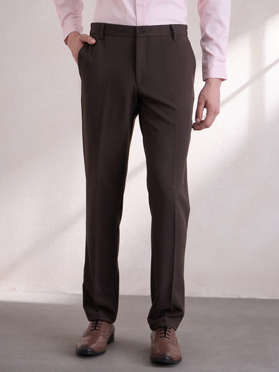 Quick Dry Stretchable Regular-Fit Trouser - Dark Brown