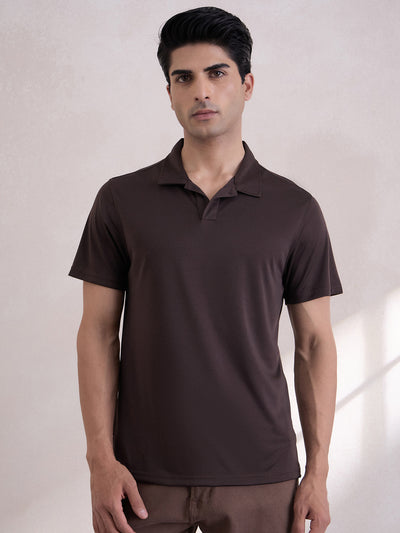 Refined Basic Anti Bacterial Regular-Fit Polo T-Shirt - Brown