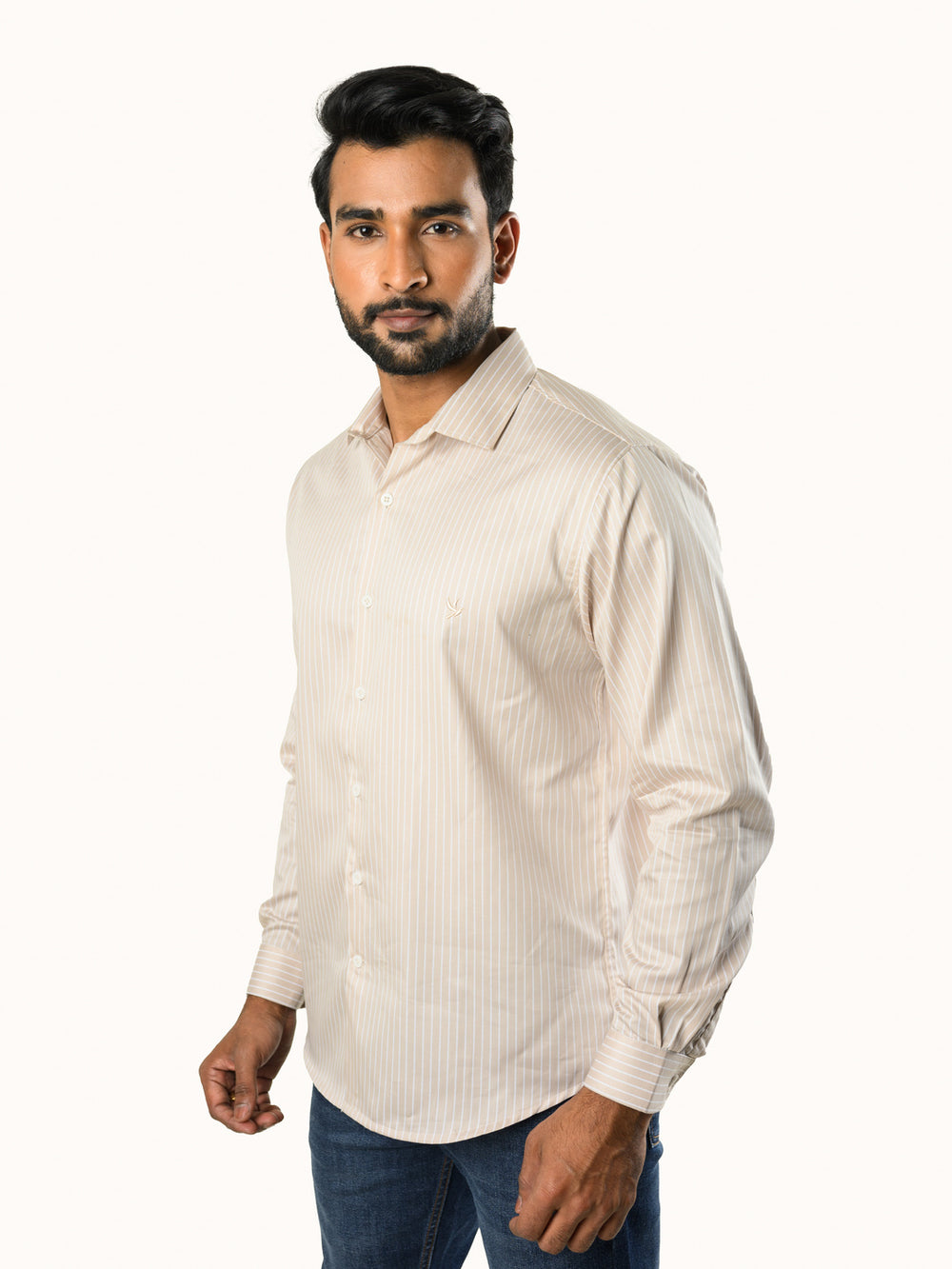 Cotton Tailored Fit Formal Shirt - Sand Beige