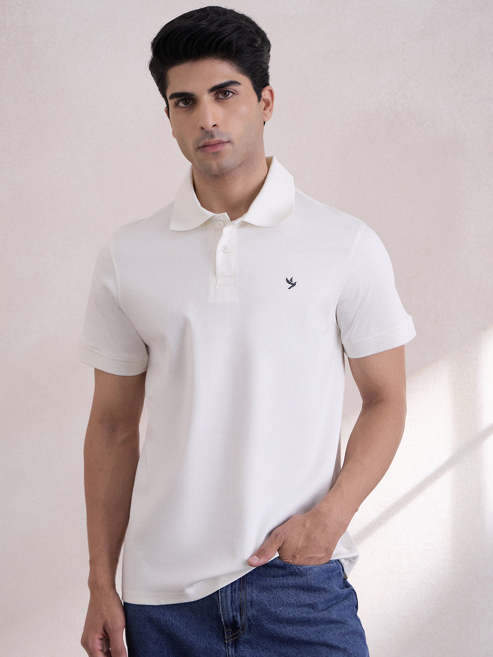 Super Durable Long Sheen Regular-Fit Polo T-Shirt - White 