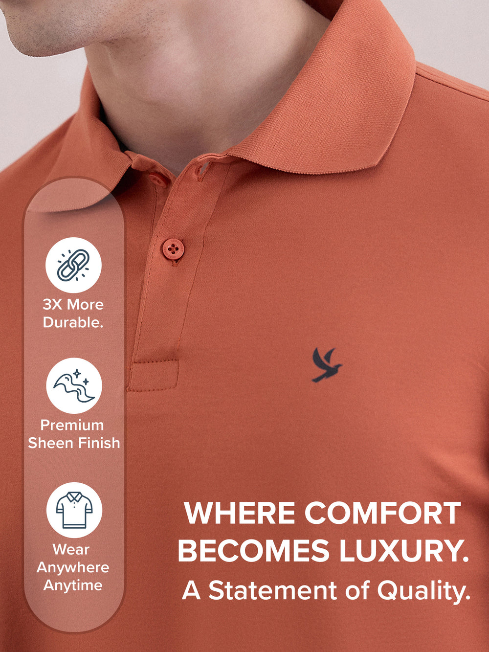 Regular-Fit Polo T-Shirt - Rust Orange