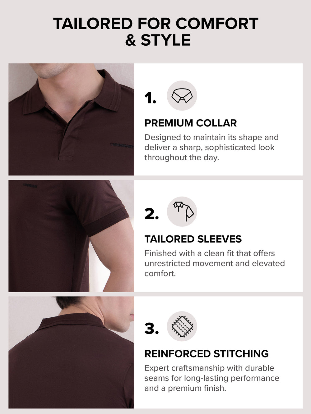 Quality of Regular-Fit Polo T-Shirt - Dark Brown - Verosmart