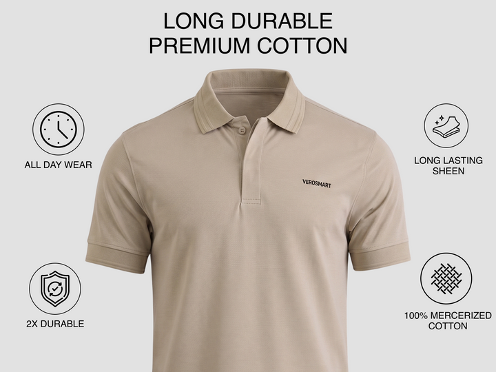 Ashford Endurance Super Fine Mercerised Cotton Polo - Beige