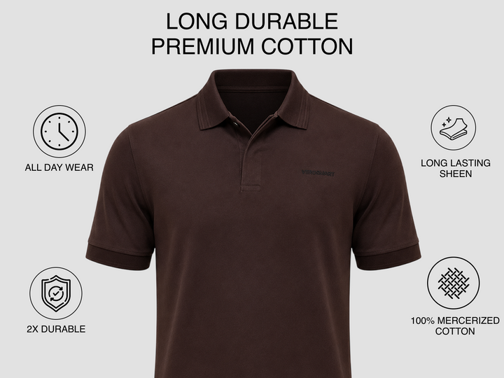 Ashford Endurance Super Fine Mercerised Cotton Polo - Dark Brown