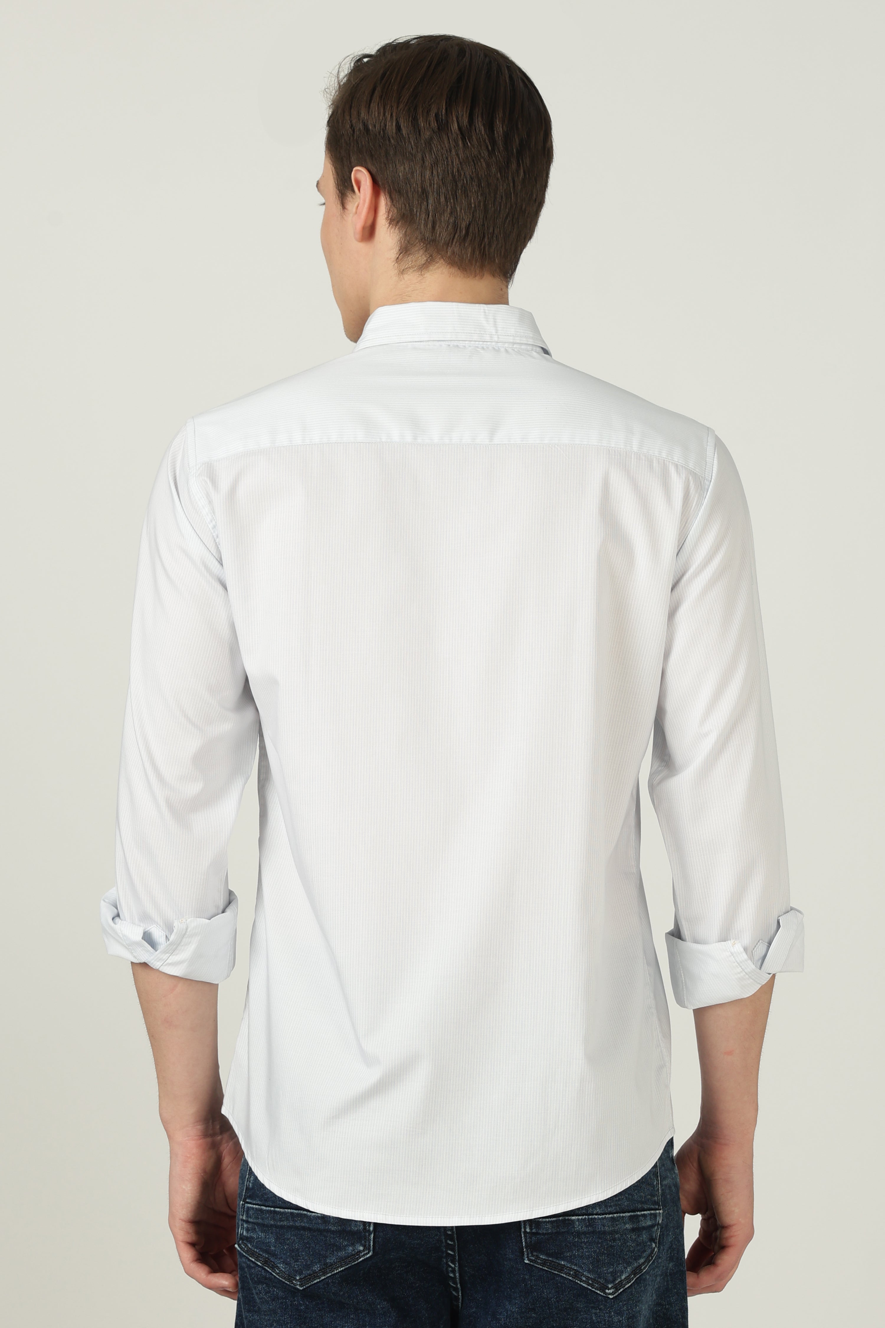 Windsor Liquid Cotton Luxe Shirt- white pinstripe