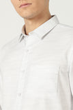 Azure Weft Luxe Cotton Shirt-White Weft Stripe