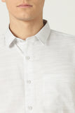 Azure Weft Luxe Cotton Shirt-White Weft Stripe