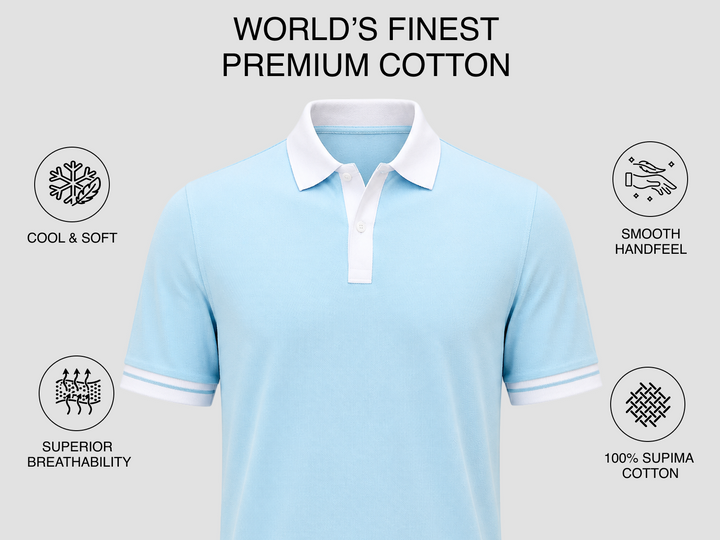 Bjorg Elite Supima Super Fine Cotton Polo - Aqua Blue