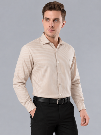 Prima Luxe Slim fit Supima Super Fine Cotton Formal Shirt - Sand Beige