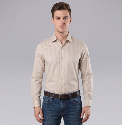 Prima Luxe tailored fit Cotton Formal Shirt - Sand Beige