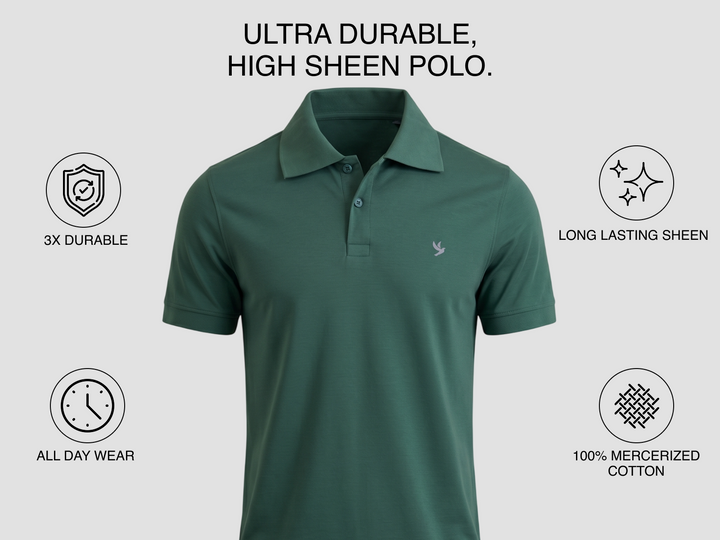 Sterling Endurance Lustre 100% Mercerised Cotton Polo - Green