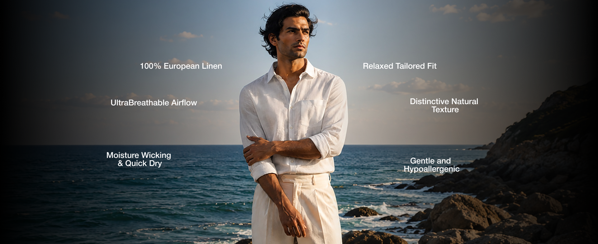 Santorini European Regular Linen Shirt - White