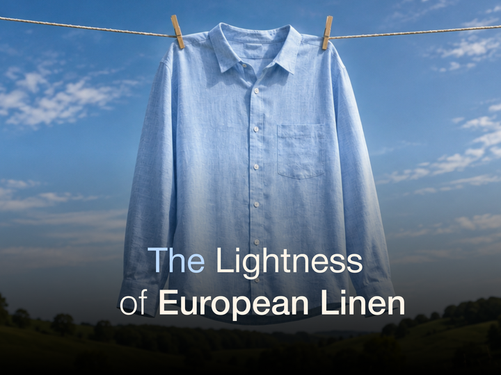 Azure Regular European Linen Shirt - Sky Blue