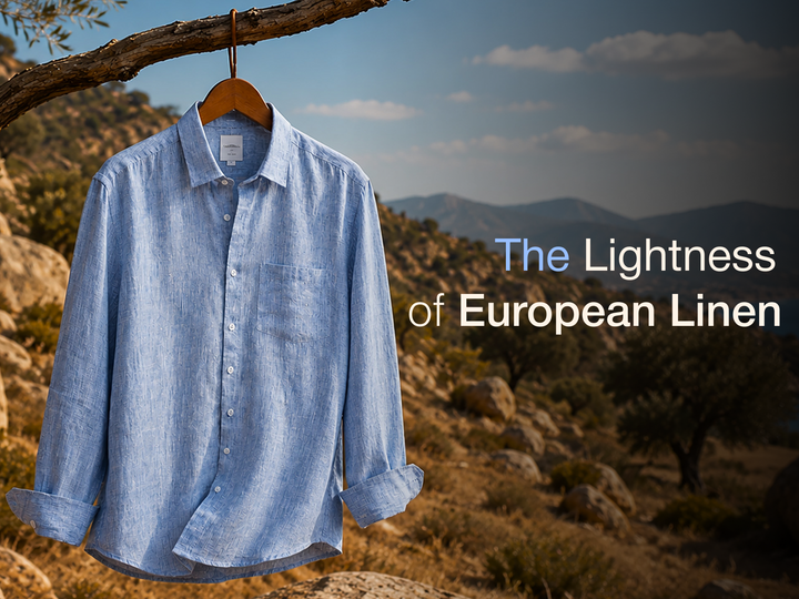 Azure Regular European Linen Shirt - Dark Blue
