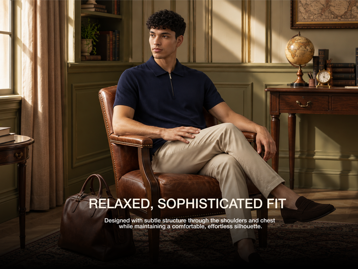 Breathable Pure Cotton Polo- Navy Blue