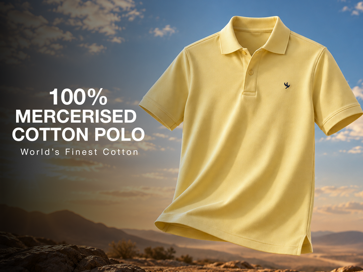 Durable, Light Sheen, Mercerised Cotton Polo - Yellow