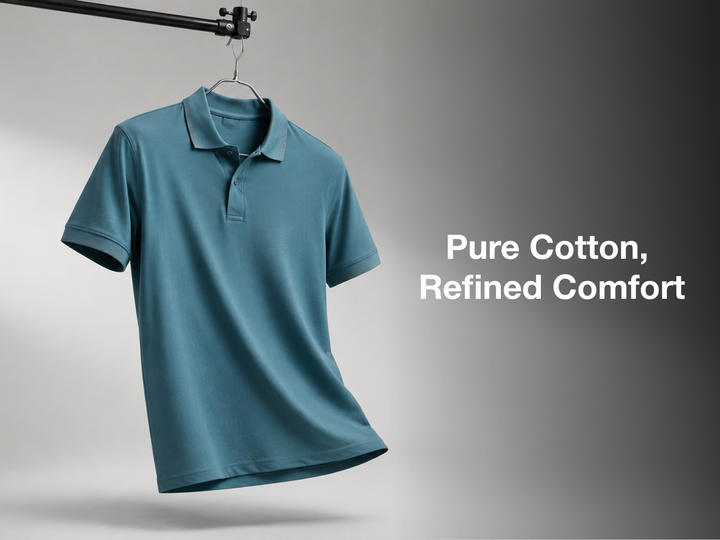 Cotton Spandex Flex Pique Polo - Blue