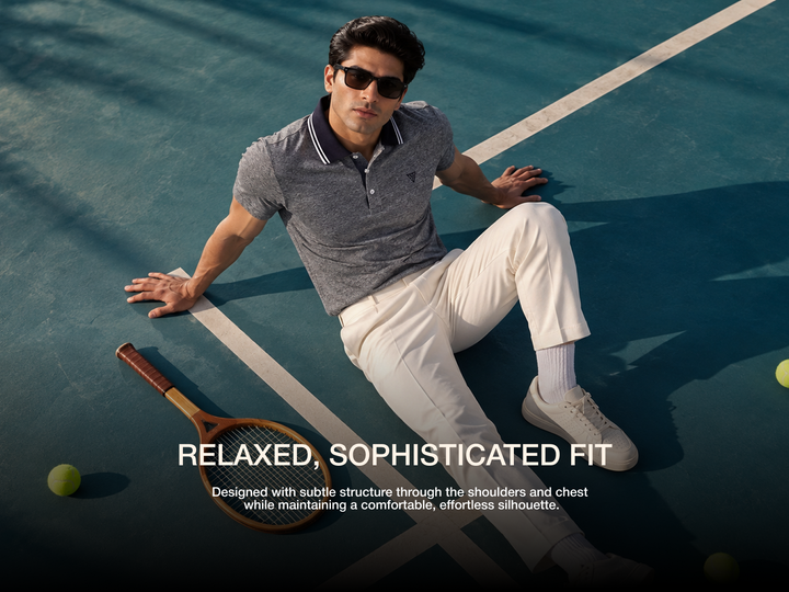 Pure Cotton Textured Polo - Brushed Grey