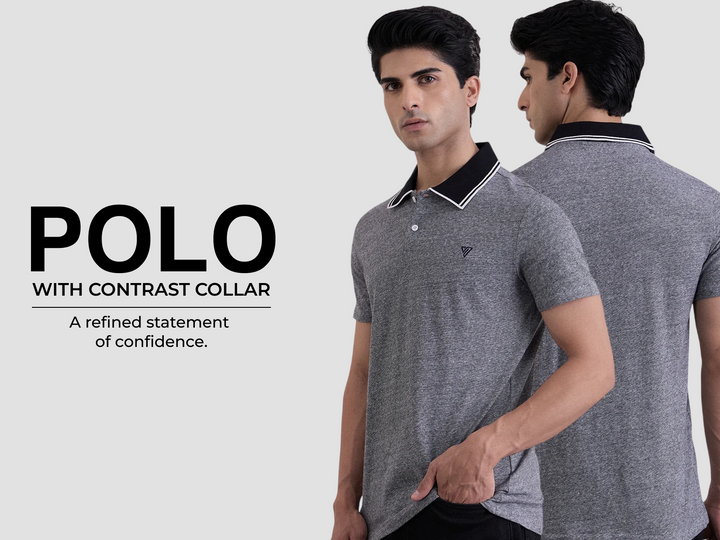Pure Cotton Textured Polo - Brushed Grey