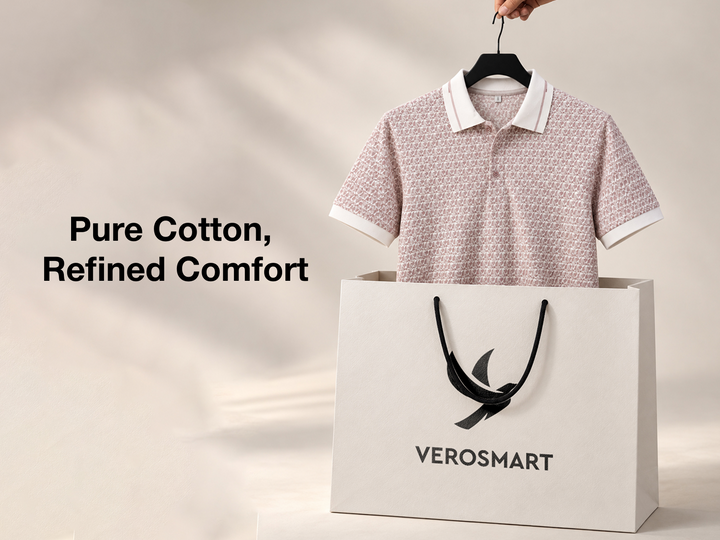 Cotton Lycra Classic Fit  Polo - Brown Printed
