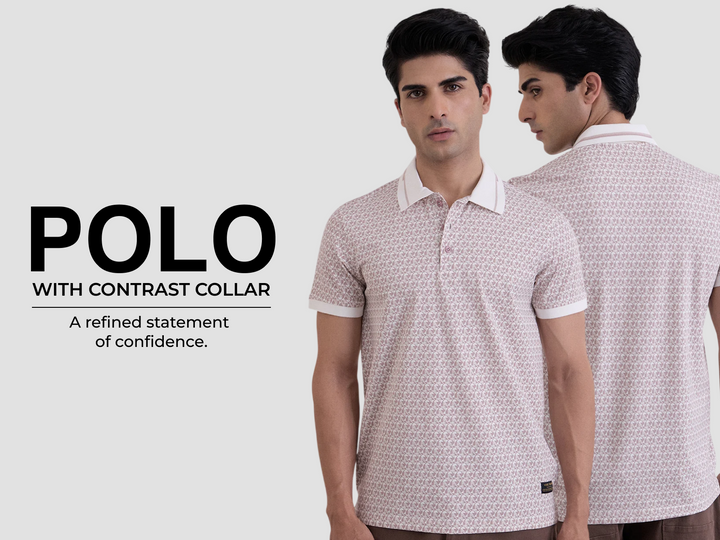 Cotton Lycra Classic Fit  Polo - Brown Printed