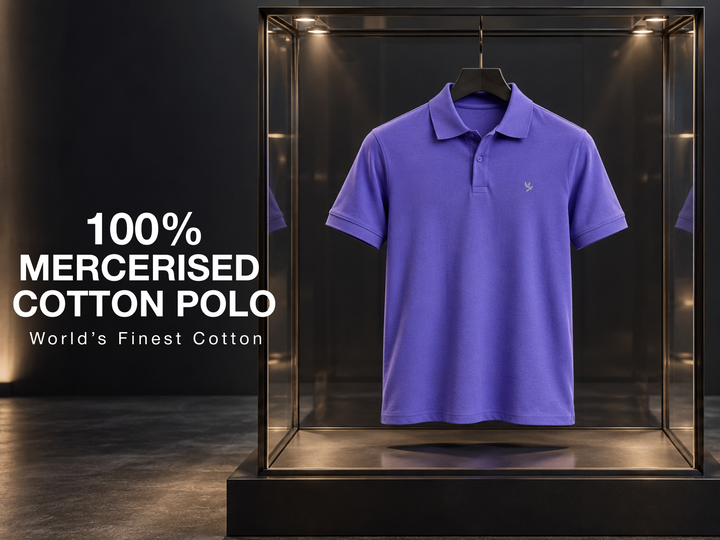 Durable, Light Sheen, Mercerised Cotton Polo- Purple