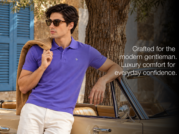 Durable, Light Sheen, Mercerised Cotton Polo- Purple