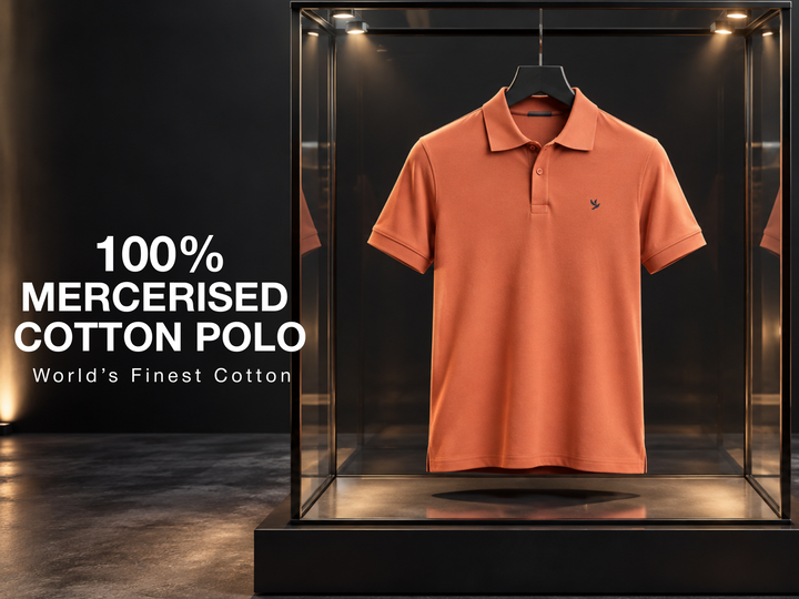 Durable, Light Sheen, Mercerised Cotton Polo - Rust Orange