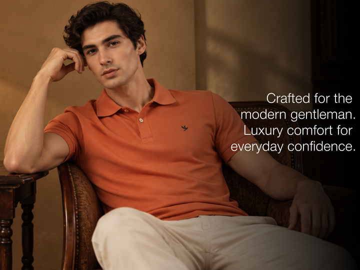 Durable, Light Sheen, Mercerised Cotton Polo - Rust Orange