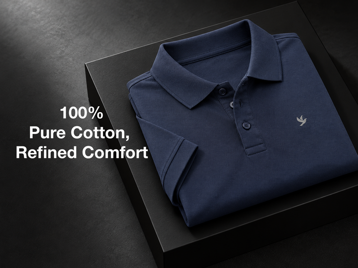 Pure Cotton, Piqué Polo  - Dark Navy
